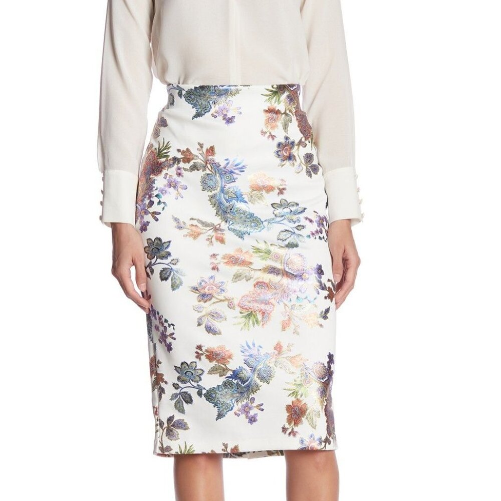 ECI Floral Print Midi Skirt - Multicolor